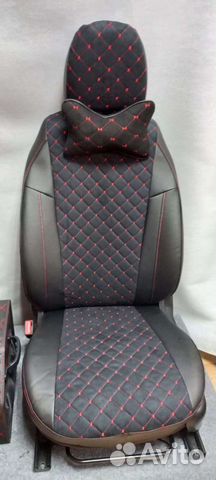 Чехлы LADA granta чёрная алькантара с красным