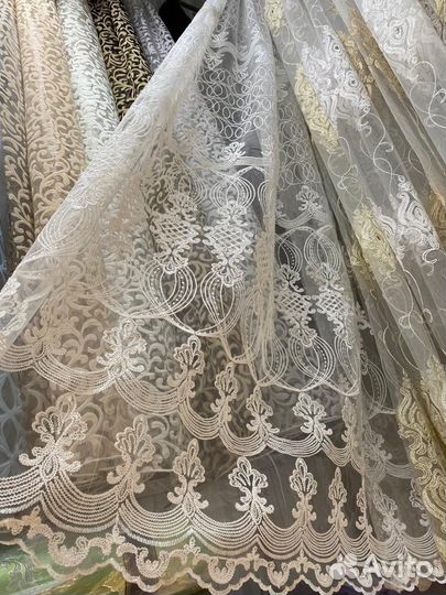 Тюль готовый, корт с вышивкой