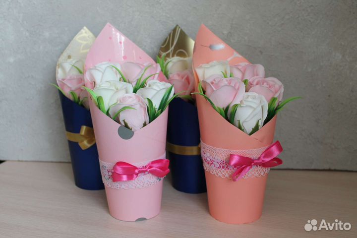 Мыльные букеты из 5 роз