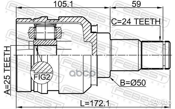 ШРУС внутренний левый 25X50X24 toyota auris/HYB