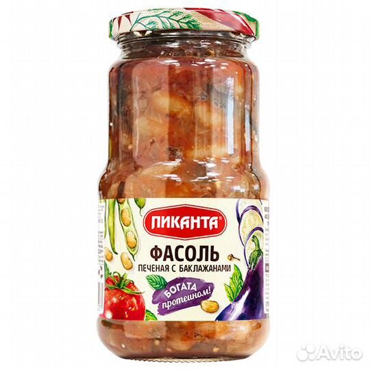 Фасоль Пиканта печеная с баклажанами 530г