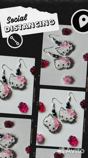 Серьги hello kitty