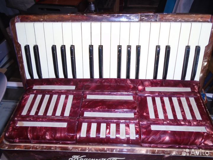 Аккордеон красный партизан СССР в футляре