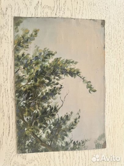 Масло на картоне старинные картины 1960г