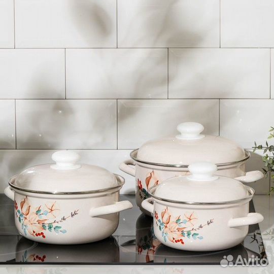 Набор кастрюль 'Унесенные ветром', 3 предмета 1,5