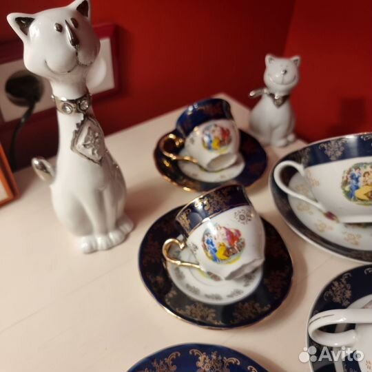 Фигурки котиков, Италия, фарфор, стразы