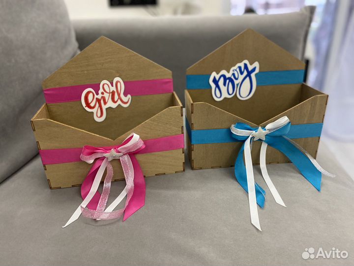 Конверт деревянный (девочка, мальчик) для цветов