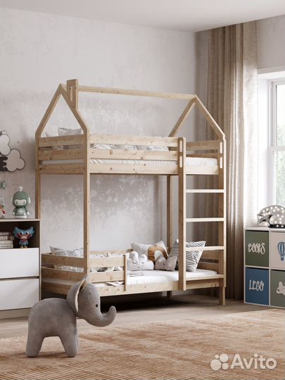Двухъярусная кровать из массива дерева