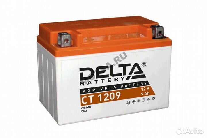 Аккумулятор 12В 9Ач delta CT1209 (YTX9-BS) (кислот
