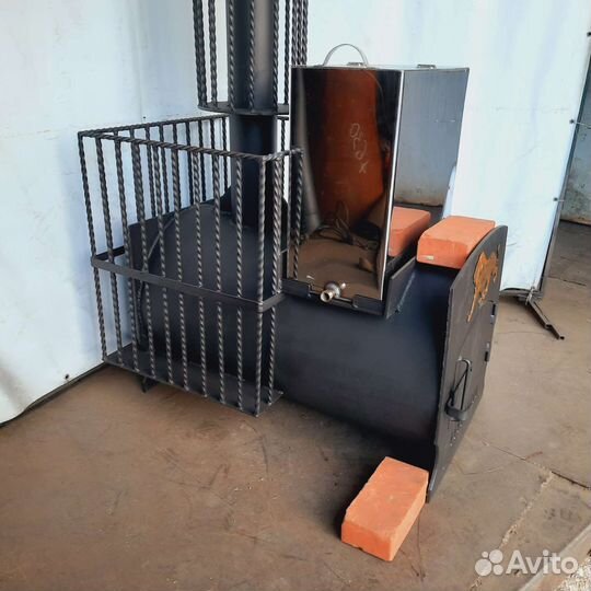 Печь для бани с выносом и увеличенной каменкой