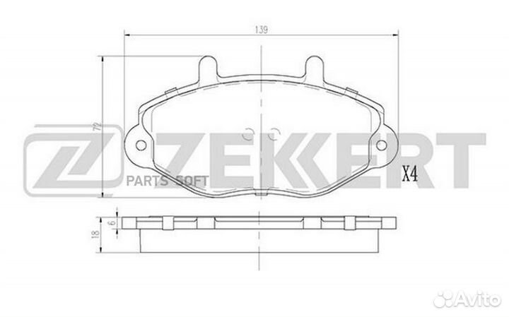 Zekkert BS-2864 Колодки торм. диск. передн. Ford Transit Tourneo 94- Transit IV-V 94