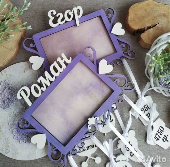 Фоторамка детская с метрикой, выписка, новорожденн