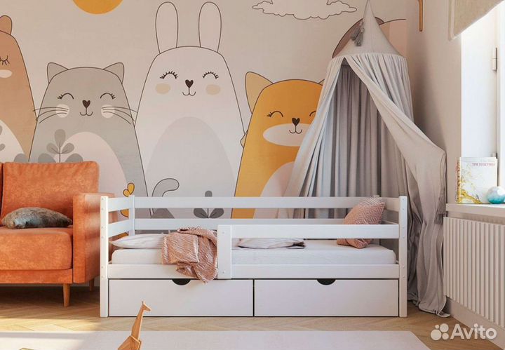 Детская кроватка белая 160*80