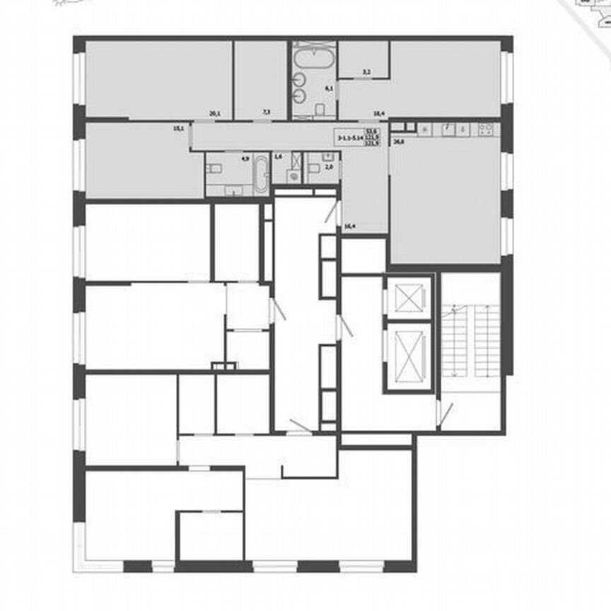 3-к. квартира, 121,9 м², 3/9 эт.