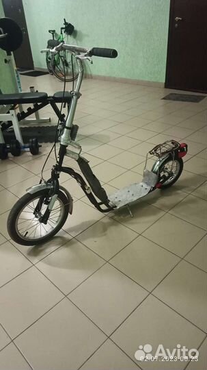 Взрослый складной самокат с вело-колесами 16 и 12