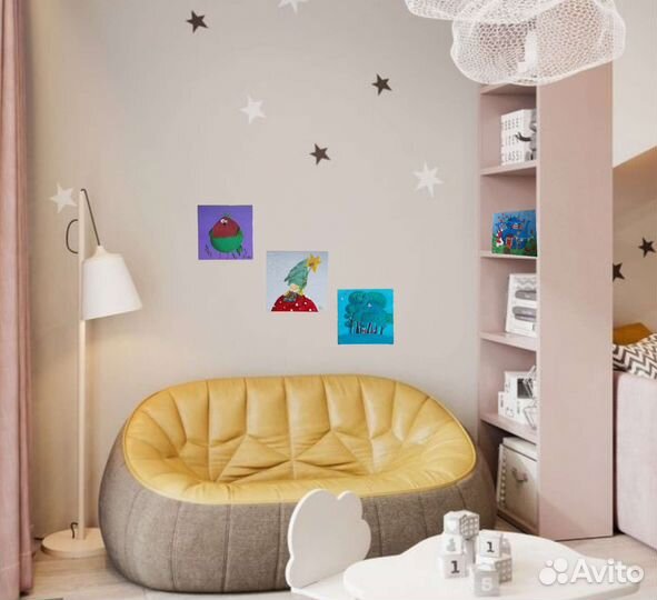 Картина мини интерьерная панно акрил гипс