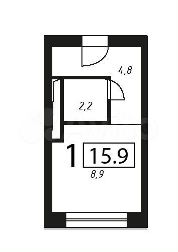 1-к. квартира, 15,9 м², 5/5 эт.