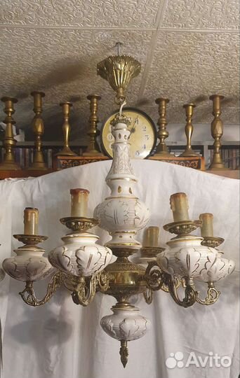 Люстры 4шт, Югославия, позолоченная бронза, фарфор