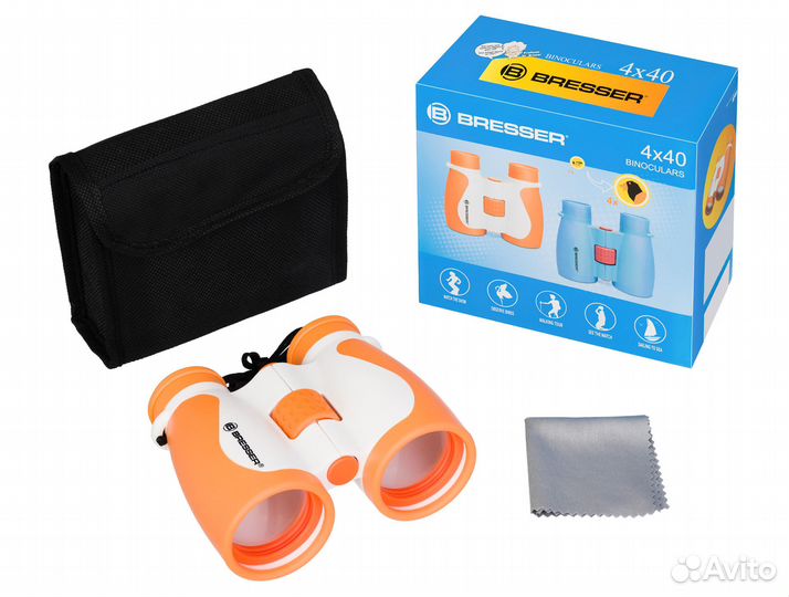 Бинокль детский Bresser Junior 4x40, оранж. 82053