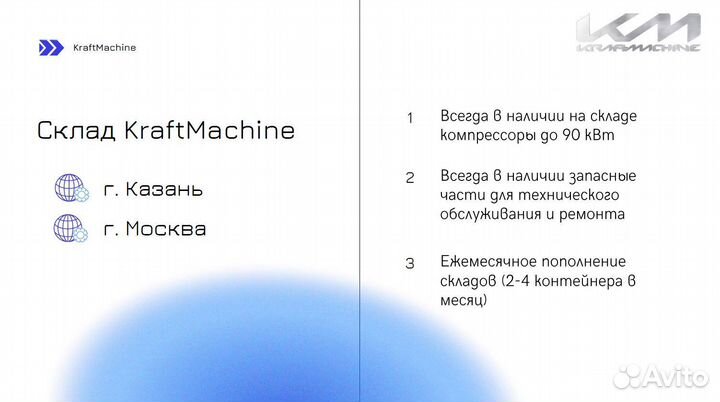 Винтовой компрессор KraftMachine 15 кВт на ресивер