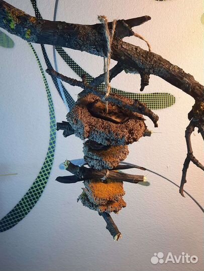 Игрушки для птиц из глины, веток