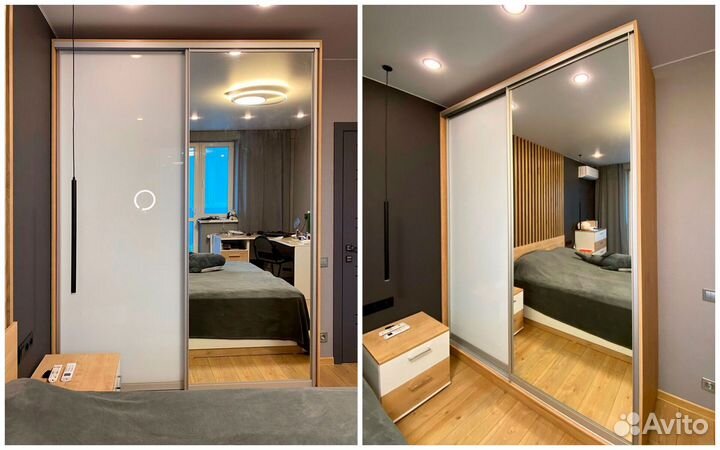 Стеклянный шкаф купе под заказ, сборка, гарантия