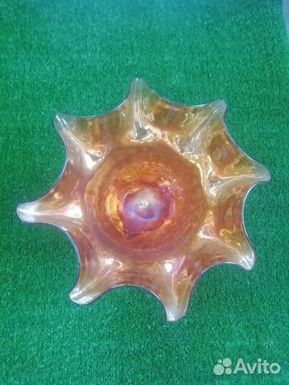 Ваза для фруктов цветное стекло СССР