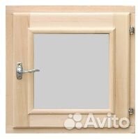 Окно для бани 50х50 с ручкой (стеклопакет,липа)