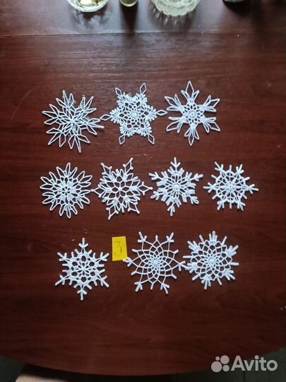 Вязаные снежинки 10 шт набор