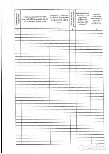 Журнал регистрации инструктажа на рабочем месте