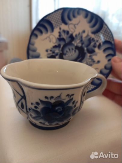 Чашка с блюдцем гжель