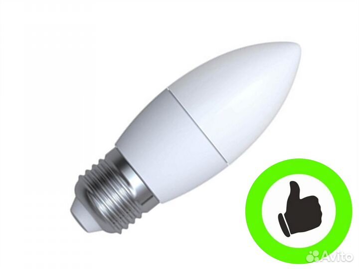 Лампа светодиодная Е27 7W 220V свеча матовая