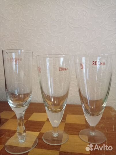 Мерные поверенные фужеры СССР 100, 150,200 мл