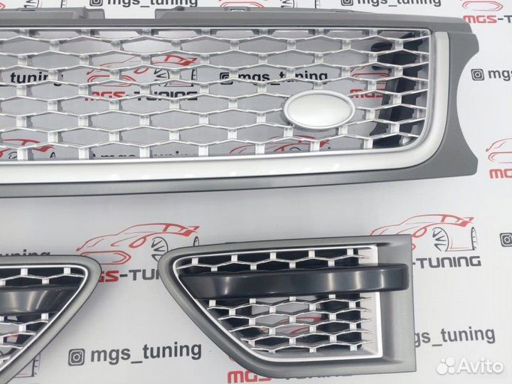 Решетка + жабры на Range Rover Sport 09-13 Silver