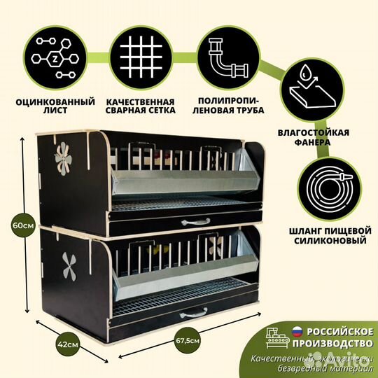 Клетка для перепелов на 40 голов. Удача кп-40-2я-У