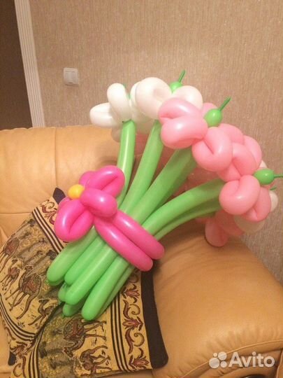 Цветы из шариков (шдм) букет из шаров, ромашки