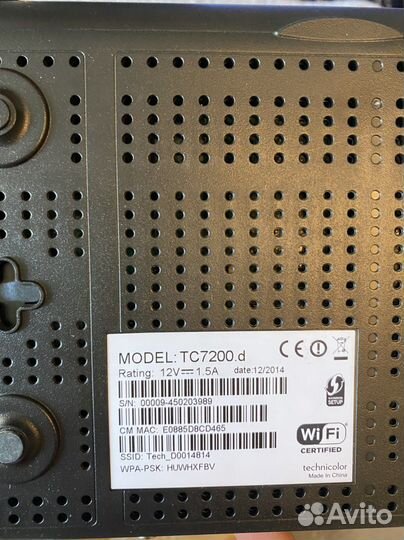 WI-FI маршрутизатор technicolor TC7200