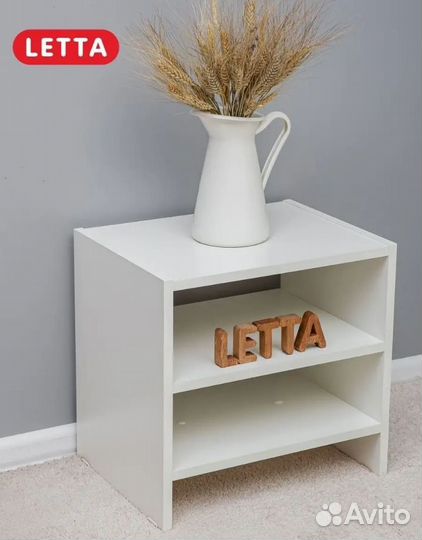 Новая тумба прикроватная белая на две полки