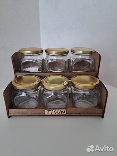 Набор баночек для чая/специй с подставкой
