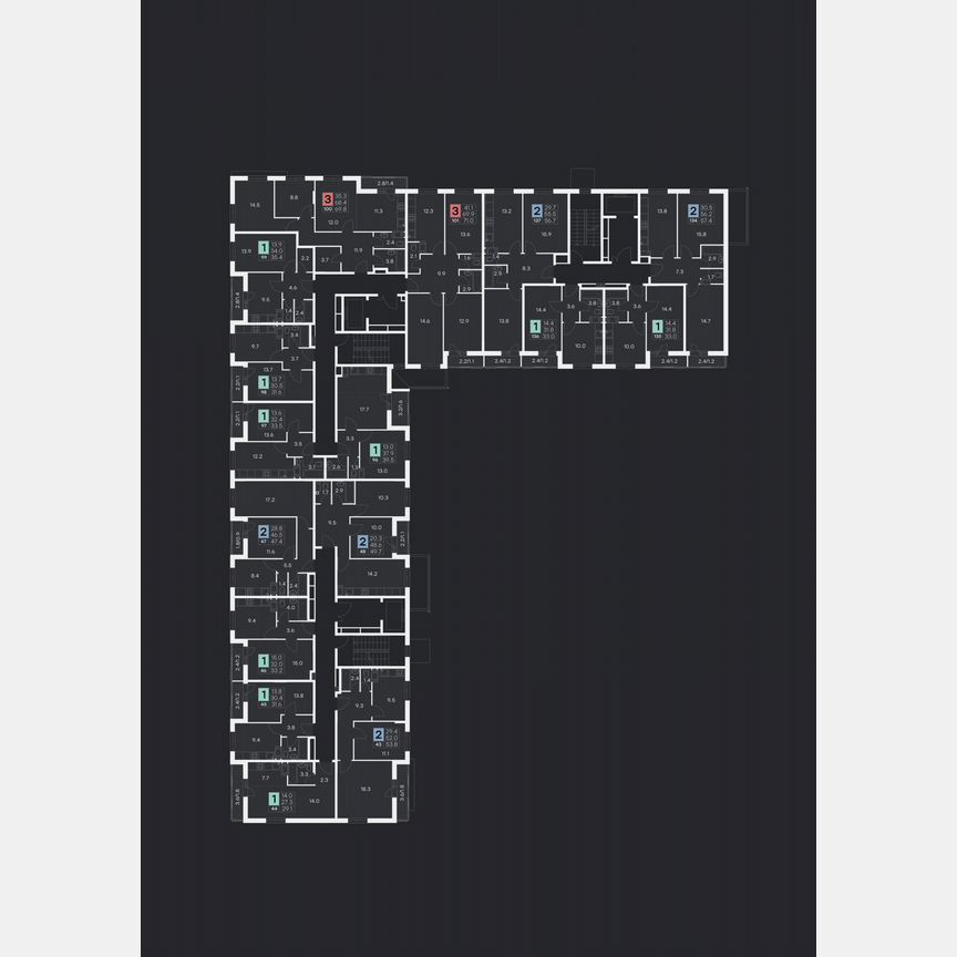 2-к. квартира, 57,4 м², 8/9 эт.