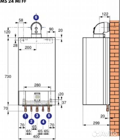 Котел газовый dedietrich 24кВт, 2контура,турбо