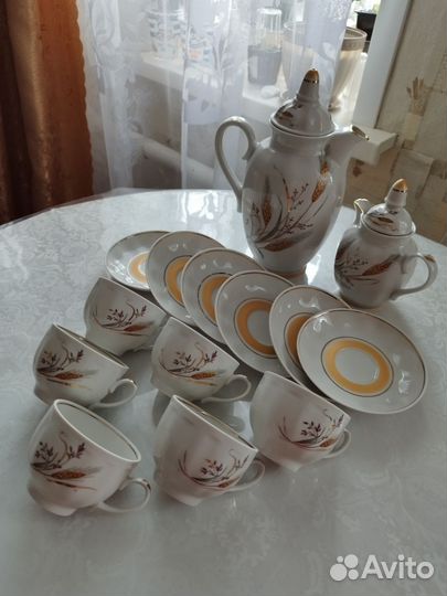 Сервиз кофейный Золотой колос,новый, Дулево