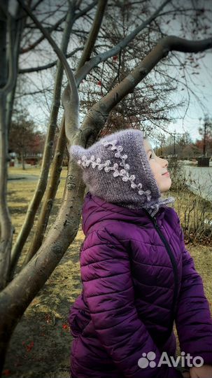 Капор вязаный для девочки