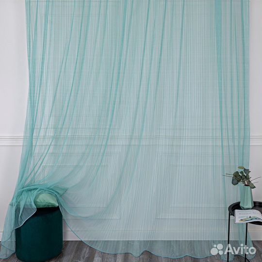 Тюль Плиссе бирюзовый