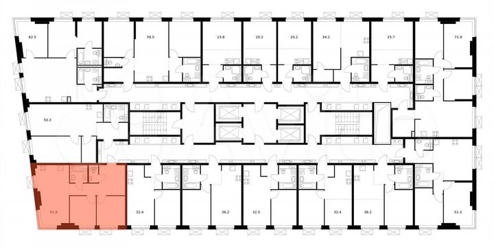 2-к. квартира, 51,9 м², 20/33 эт.