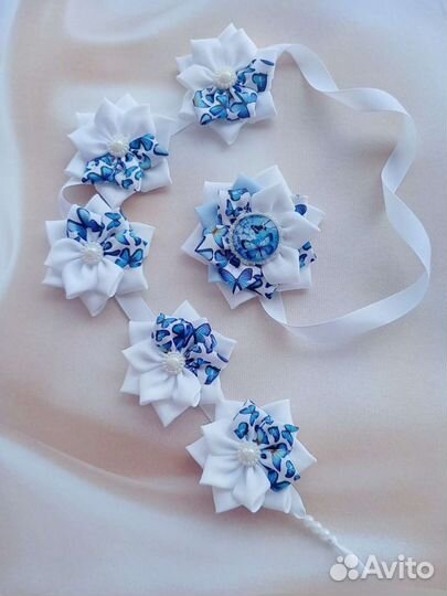 Лента в косу, бантики для косы, школа