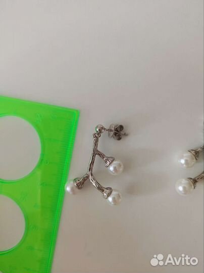 Серьги серебро с натуральным жемчугом