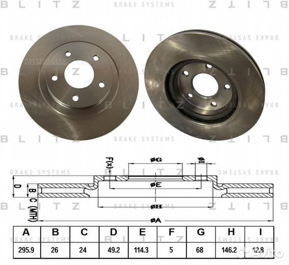 Blitz BS0382 Диск тормозной вентилируемый перед