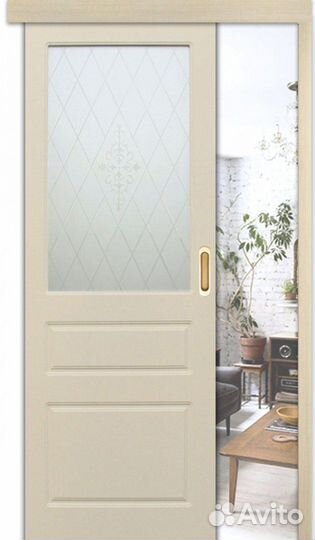 Раздвижная дверь эмаль VFD Честер остеклённая Ivor