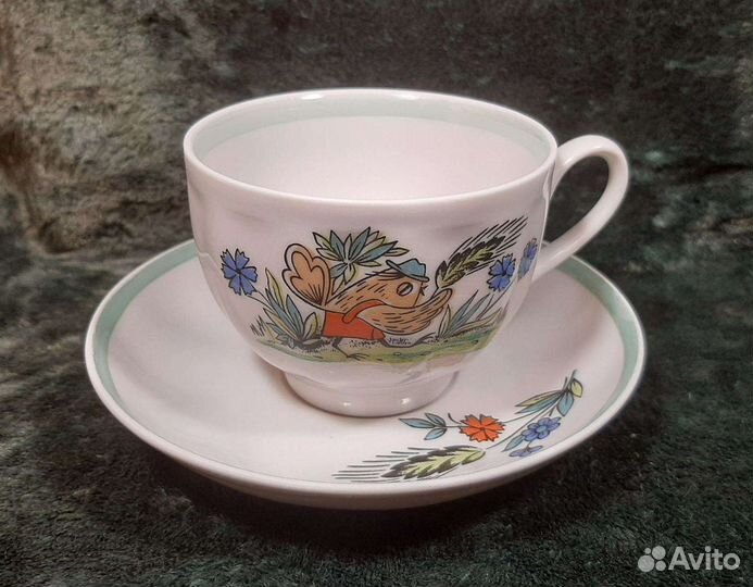 Детские чайные пары и сахарница, винтаж, Дулёво